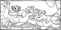 A coloring page of the lion king
